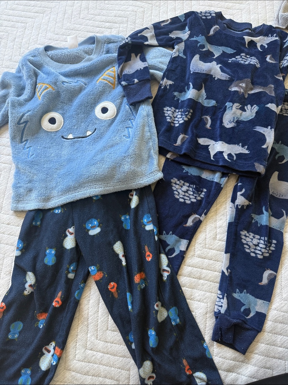 Carter's Blue Monster & Navy Fox Fleece Pajama Sets - 2-Pack